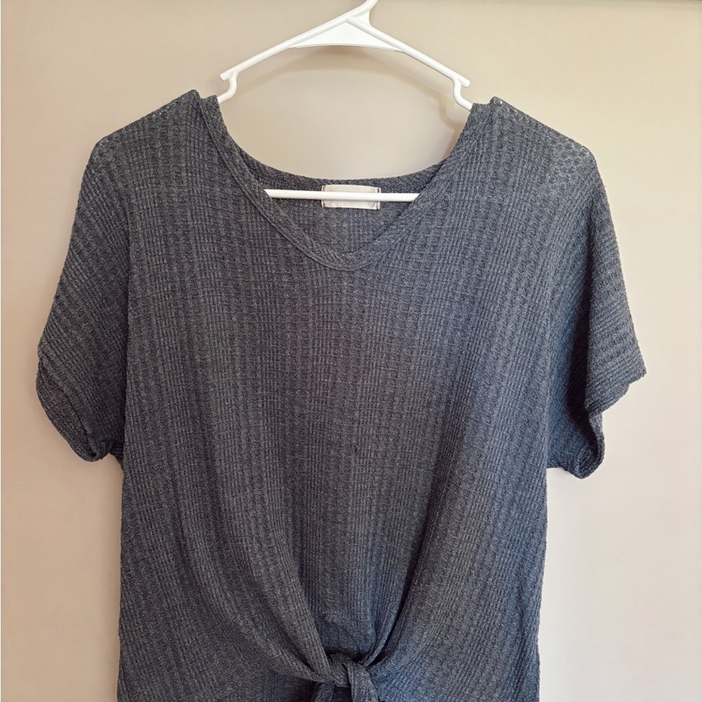 Altar'd State Navy Tie Front Relaxed T-Shirt